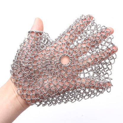 Stainless Steel Round Iron Cleaner Pot Brush Scrubber Home Cookware Kitchen Cleaning Tool, Size:7 x 7 inch by bashfashion