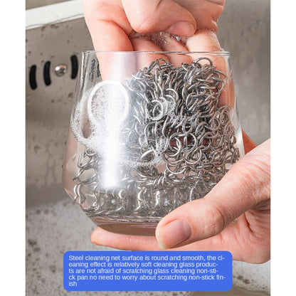 Stainless Steel Round Iron Cleaner Pot Brush Scrubber Home Cookware Kitchen Cleaning Tool, Size:7 x 7 inch by bashfashion