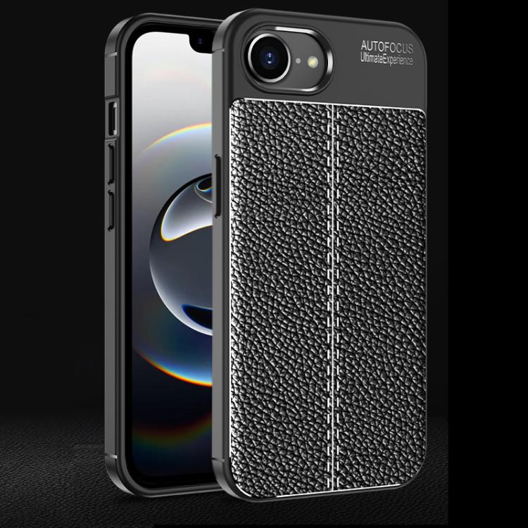 For iPhone 16e Litchi Texture Shockproof TPU Phone Case(Black) by bashfashion