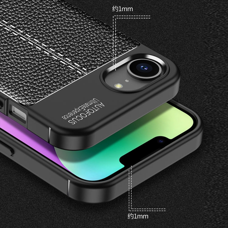 For iPhone 16e Litchi Texture Shockproof TPU Phone Case(Black) by bashfashion