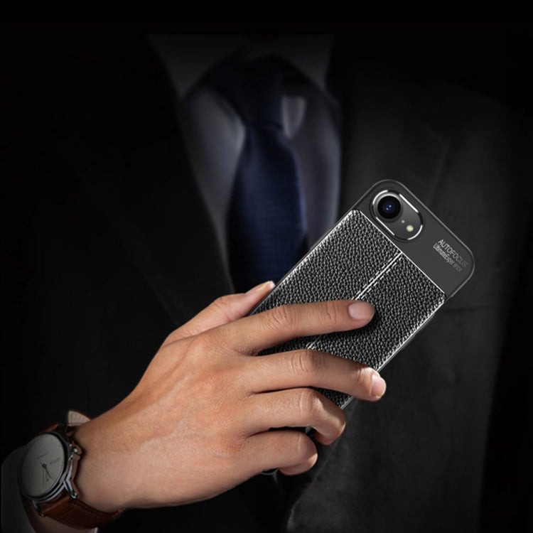 For iPhone 16e Litchi Texture Shockproof TPU Phone Case(Black) by bashfashion