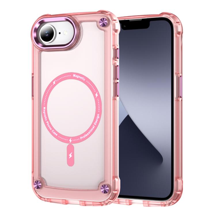 For iPhone 16e Skin Feel TPU + PC MagSafe Magnetic Phone Case(Transparent Pink) by bashfashion