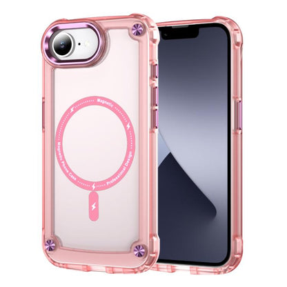 For iPhone 16e Skin Feel TPU + PC MagSafe Magnetic Phone Case(Transparent Pink) by bashfashion