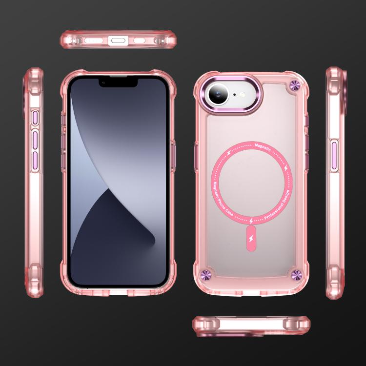 For iPhone 16e Skin Feel TPU + PC MagSafe Magnetic Phone Case(Transparent Pink) by bashfashion