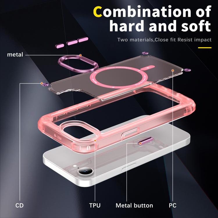 For iPhone 16e Skin Feel TPU + PC MagSafe Magnetic Phone Case(Transparent Pink) by bashfashion