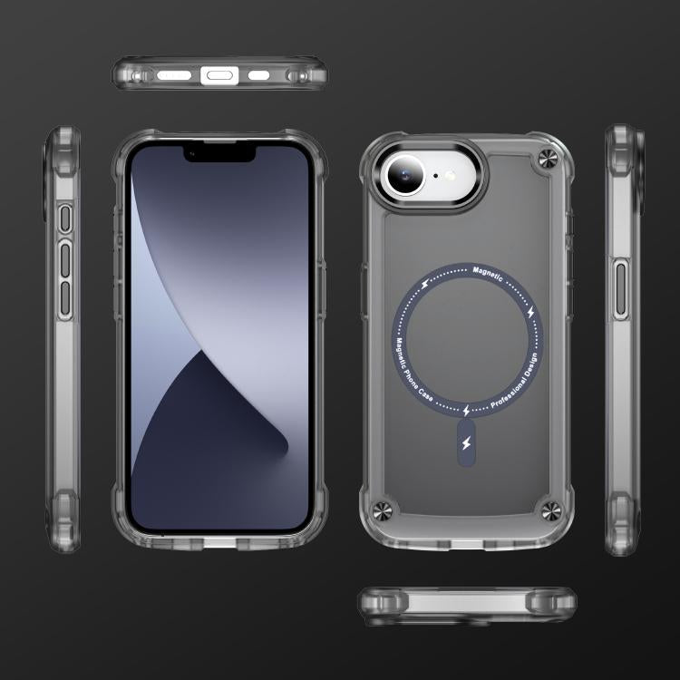 For iPhone 16e Skin Feel TPU + PC MagSafe Magnetic Phone Case(Transparent Black) by bashfashion