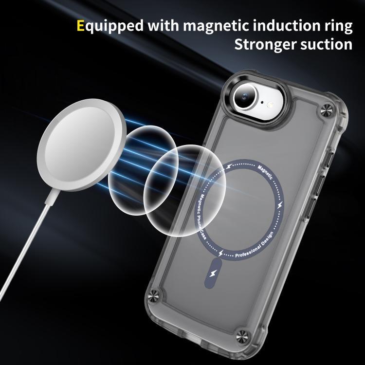 For iPhone 16e Skin Feel TPU + PC MagSafe Magnetic Phone Case(Transparent Black) by bashfashion