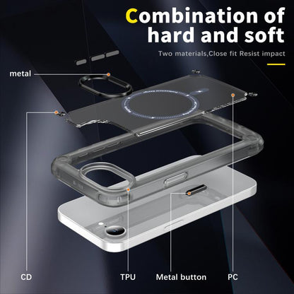 For iPhone 16e Skin Feel TPU + PC MagSafe Magnetic Phone Case(Transparent Black) by bashfashion