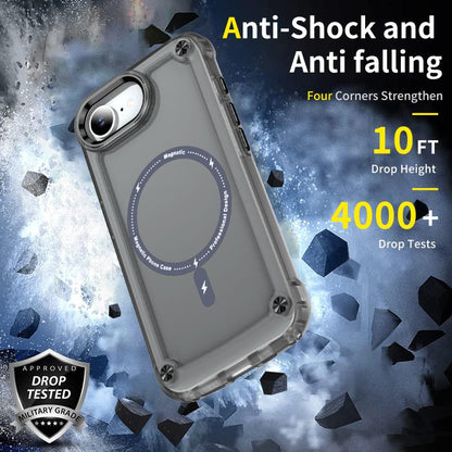 For iPhone 16e Skin Feel TPU + PC MagSafe Magnetic Phone Case(Transparent Black) by bashfashion