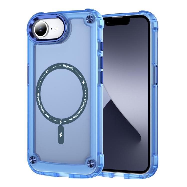 For iPhone 16e Skin Feel TPU + PC MagSafe Magnetic Phone Case(Transparent Blue) by bashfashion