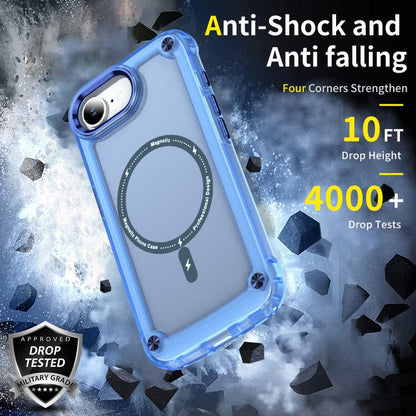 For iPhone 16e Skin Feel TPU + PC MagSafe Magnetic Phone Case(Transparent Blue) by bashfashion