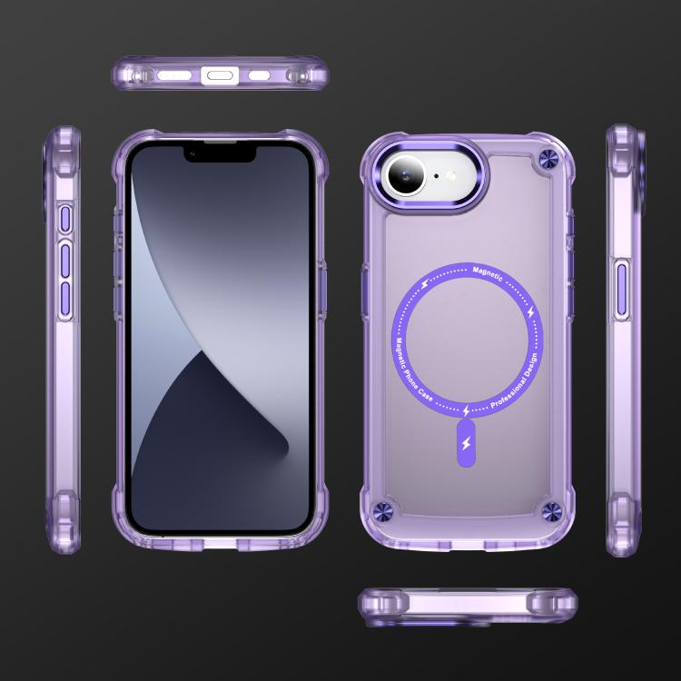 For iPhone 16e Skin Feel TPU + PC MagSafe Magnetic Phone Case(Transparent Purple) by bashfashion