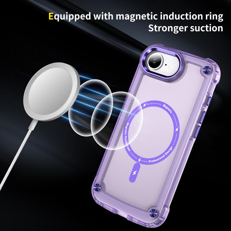 For iPhone 16e Skin Feel TPU + PC MagSafe Magnetic Phone Case(Transparent Purple) by bashfashion