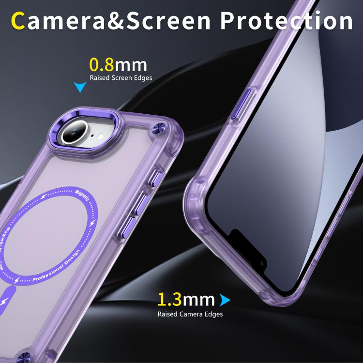 For iPhone 16e Skin Feel TPU + PC MagSafe Magnetic Phone Case(Transparent Purple) by bashfashion