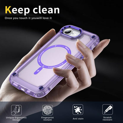 For iPhone 16e Skin Feel TPU + PC MagSafe Magnetic Phone Case(Transparent Purple) by bashfashion