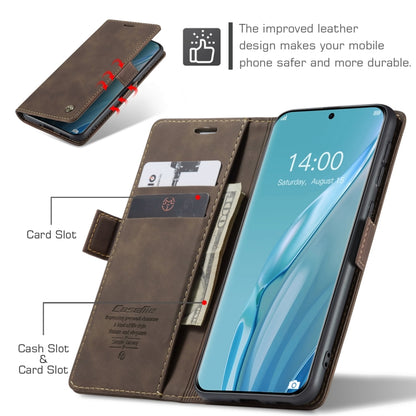 For Huawei P60 Art CaseMe 013 Multifunctional Horizontal Flip Leather Phone Case(Coffee) by CaseMe