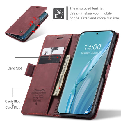 For Huawei P60 Art CaseMe 013 Multifunctional Horizontal Flip Leather Phone Case(Wine Red) by CaseMe