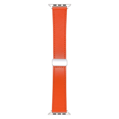 For Apple Watch Serie 8 45mm Magnetic Buckle Skin Feel Leather Watch Band(Orange) by bashfashion