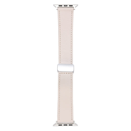 For Apple Watch SE 2022 44mm Magnetic Buckle Skin Feel Leather Watch Band(Apricot) by bashfashion