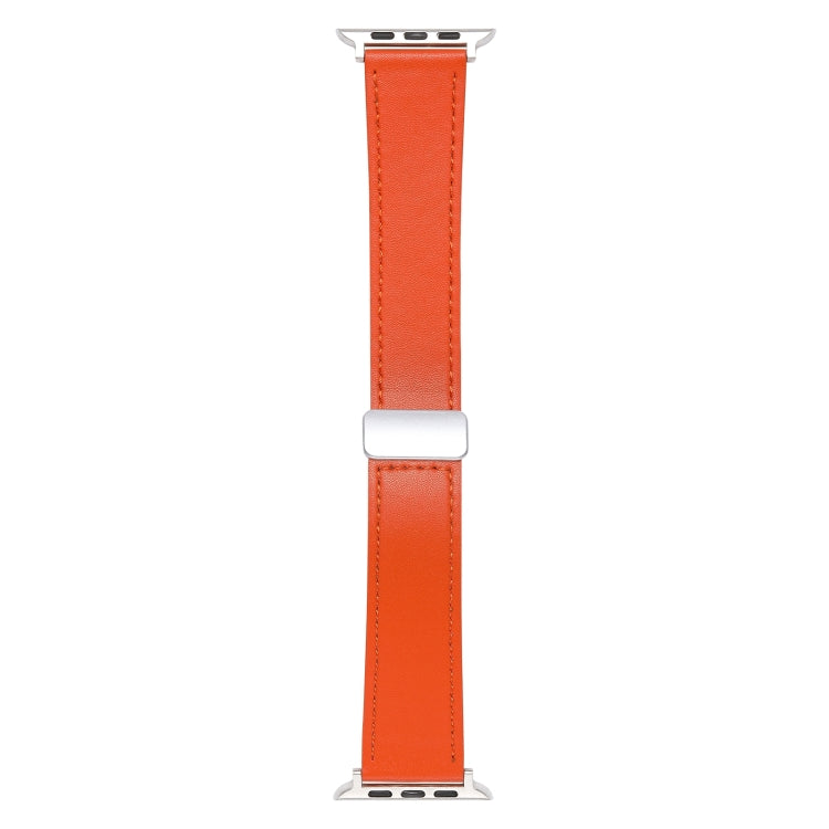 For Apple Watch Serie 7 41mm Magnetic Buckle Skin Feel Leather Watch Band(Orange) by bashfashion