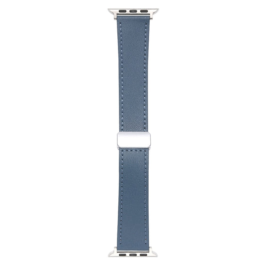 For Apple Watch Serie 7 41mm Magnetic Buckle Skin Feel Leather Watch Band(Light Blue) by bashfashion