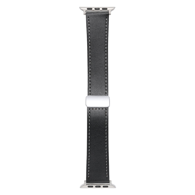 For Apple Watch Serie 7 45mm Magnetic Buckle Skin Feel Leather Watch Band(Black) by bashfashion