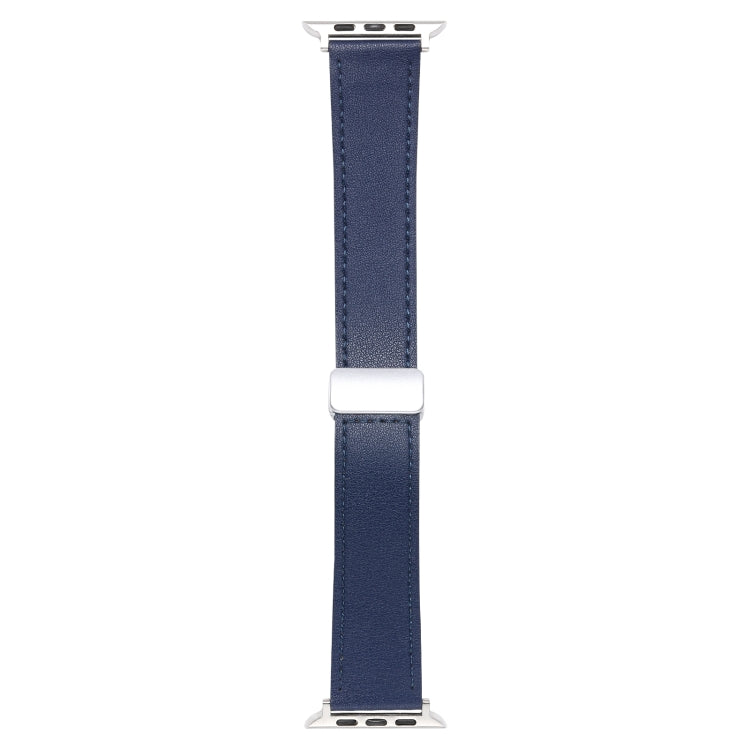 For Apple Watch Serie 6 44mm Magnetic Buckle Skin Feel Leather Watch Band(Dark Blue) by bashfashion