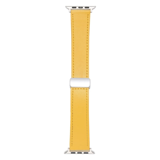 For Apple Watch Serie 5 40mm Magnetic Buckle Skin Feel Leather Watch Band(Yellow) by bashfashion