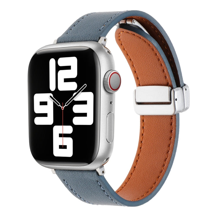 For Apple Watch Serie 4 44mm Magnetic Buckle Skin Feel Leather Watch Band(Light Blue) by bashfashion