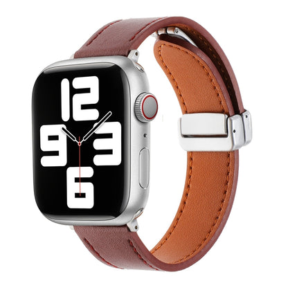 For Apple Watch Serie 4 40mm Magnetic Buckle Skin Feel Leather Watch Band(Wine Red) by bashfashion