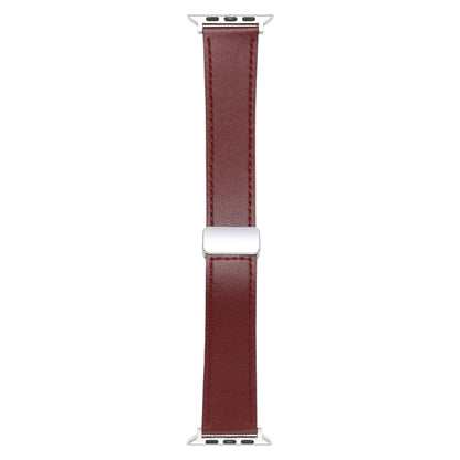 For Apple Watch Serie 3 38mm Magnetic Buckle Skin Feel Leather Watch Band(Wine Red) by bashfashion