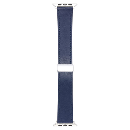 For Apple Watch Serie 3 42mm Magnetic Buckle Skin Feel Leather Watch Band(Dark Blue) by bashfashion
