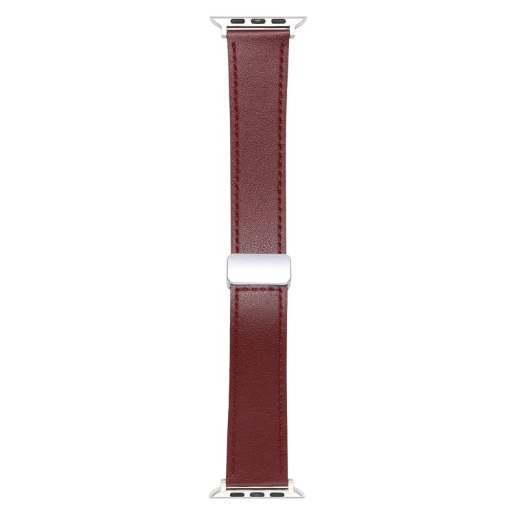 For Apple Watch Serie 2 42mm Magnetic Buckle Skin Feel Leather Watch Band(Wine Red) by bashfashion
