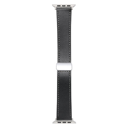For Apple Watch Serie 2 38mm Magnetic Buckle Skin Feel Leather Watch Band(Black) by bashfashion