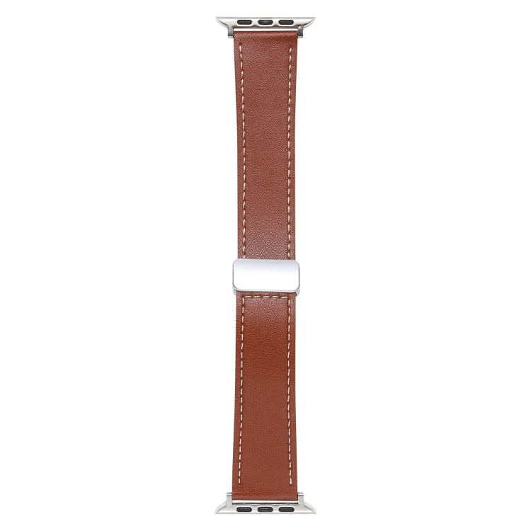 For Apple Watch Serie 2 38mm Magnetic Buckle Skin Feel Leather Watch Band(Brown) by bashfashion
