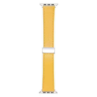 For Apple Watch Serie 2 38mm Magnetic Buckle Skin Feel Leather Watch Band(Yellow) by bashfashion