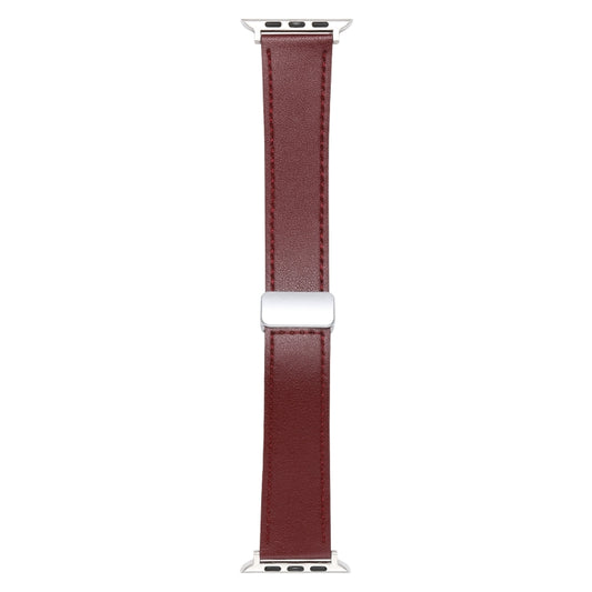 For Apple Watch 38mm Magnetic Buckle Skin Feel Leather Watch Band(Wine Red) by bashfashion