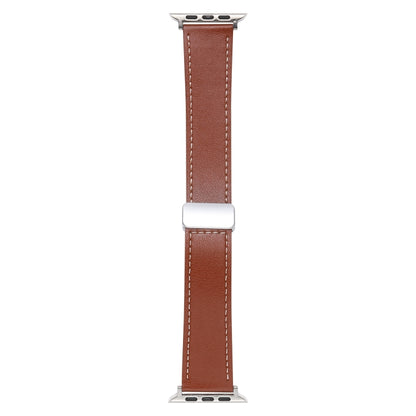 For Apple Watch SE 2023 40mm Magnetic Buckle Skin Feel Leather Watch Band(Brown) by bashfashion