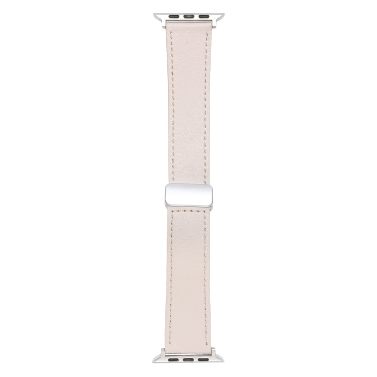 For Apple Watch SE 2023 40mm Magnetic Buckle Skin Feel Leather Watch Band(Apricot) by bashfashion