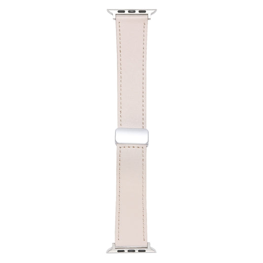 For Apple Watch SE 2023 40mm Magnetic Buckle Skin Feel Leather Watch Band(Apricot) by bashfashion