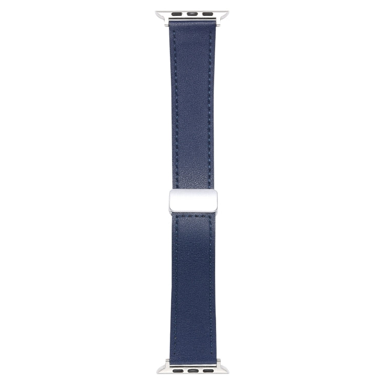 For Apple Watch Serie 9 41mm Magnetic Buckle Skin Feel Leather Watch Band(Dark Blue) by bashfashion