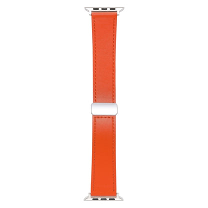 For Apple Watch Serie 9 41mm Magnetic Buckle Skin Feel Leather Watch Band(Orange) by bashfashion