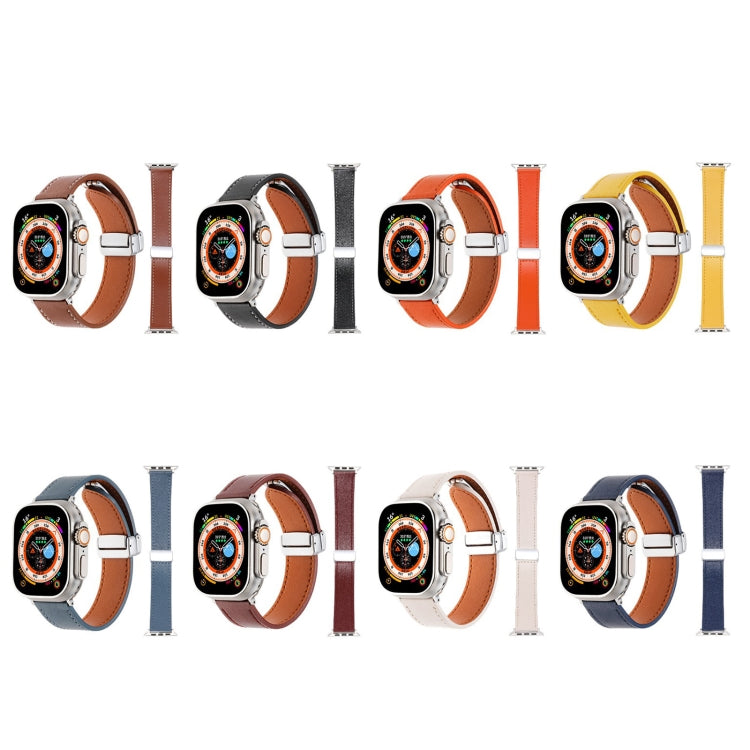 For Apple Watch SE 40mm Magnetic Buckle Skin Feel Leather Watch Band(Apricot) by bashfashion