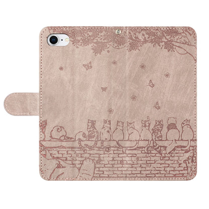 For iPhone 16e Cat Embossing Pattern Leather Phone Case with Lanyard(Grey) by bashfashion