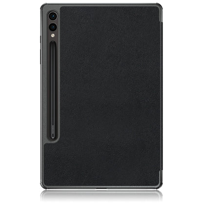 For Samsung Galaxy Tab S9+ Custer Pure Color 3-Fold Holder Smart Leather Tablet Case(Black) by bashfashion