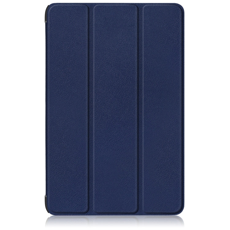 For Samsung Galaxy Tab S9+ Custer Pure Color 3-Fold Holder Smart Leather Tablet Case(Dark Blue) by bashfashion