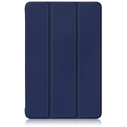 For Samsung Galaxy Tab S9+ Custer Pure Color 3-Fold Holder Smart Leather Tablet Case(Dark Blue) by bashfashion