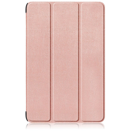 For Samsung Galaxy Tab S9+ Custer Pure Color 3-Fold Holder Smart Leather Tablet Case(Rose Gold) by bashfashion