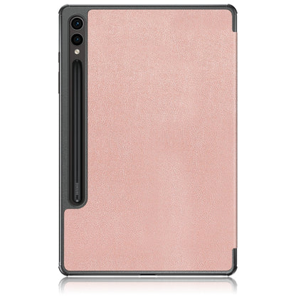 For Samsung Galaxy Tab S9+ Custer Pure Color 3-Fold Holder Smart Leather Tablet Case(Rose Gold) by bashfashion