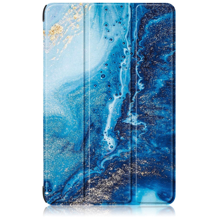 For Samsung Galaxy Tab S9+ Custer Painted 3-Fold Holder Smart Leather Tablet Case(Waves) by bashfashion